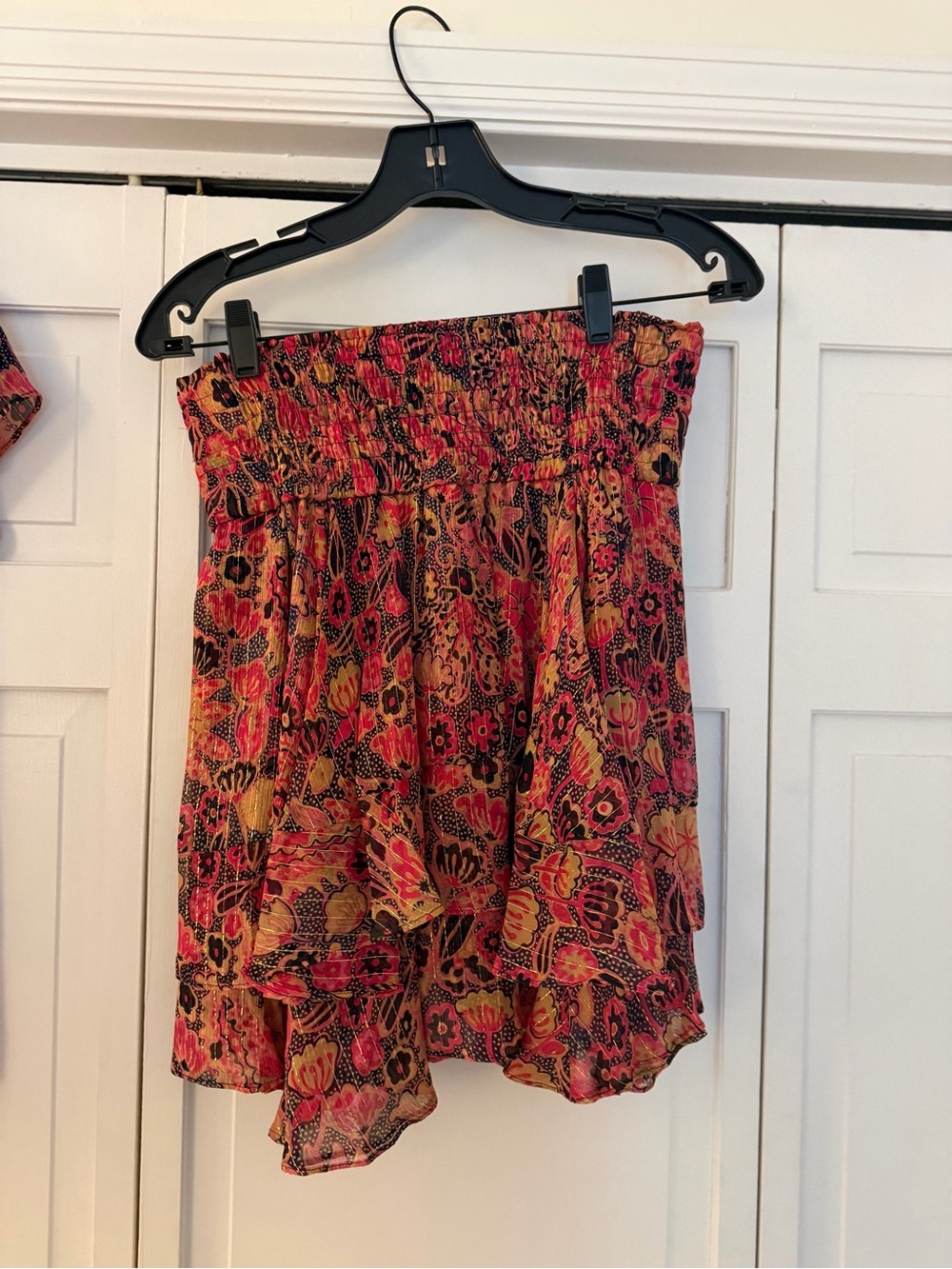 A.L.C. Women’s Red Floral Smocked Waist Skirt